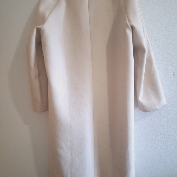 Women's Double-Breasted Cream Wool Coat - Picture 3 of 5